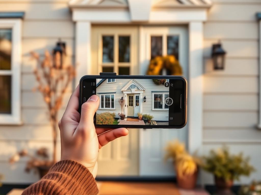 A porch photo shown beside an AI-generated pumpkin transformation